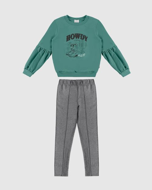 Conjunto Infantil Menina Howdy Cowgirl Em Moletom Flanelado Malwee Kids