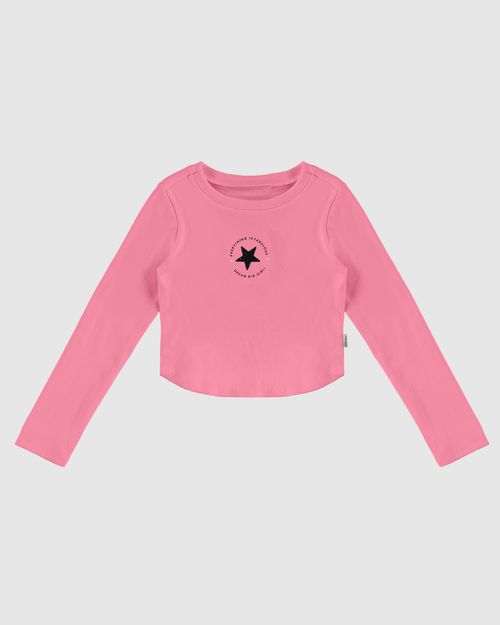 Blusa Infantil Menina Cropped Manga Longa Em Ribana Malwee Kids