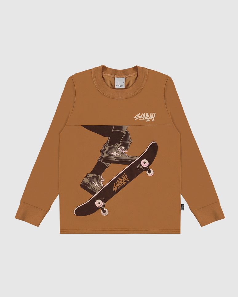 Camiseta Infantil Menino Manga Longa Estampa HD Em Algodão Malwee Kids