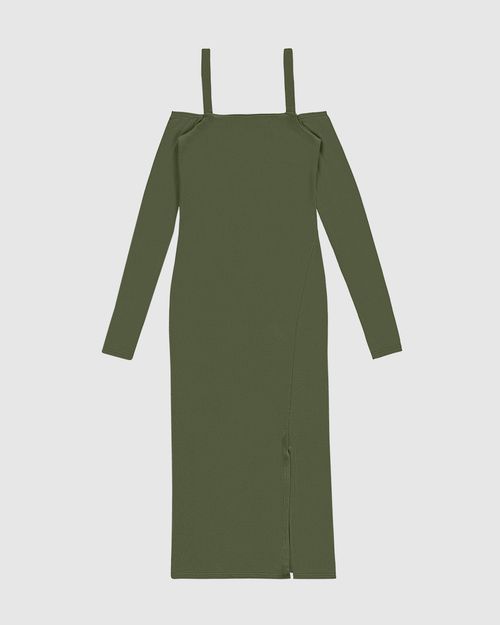 Vestido Menina Midi Fenda Frontal Em Ribana Malwee Kids