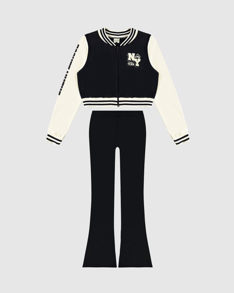 Conjunto Menina Jaqueta College E Calça Em Moletom Flanelado Malwee Kids