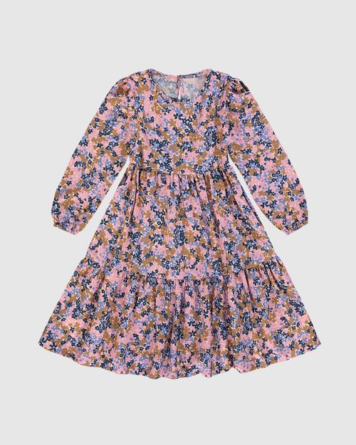 Vestido Infantil Marias Manga Longa Floral Em Viscose Malwee Kids