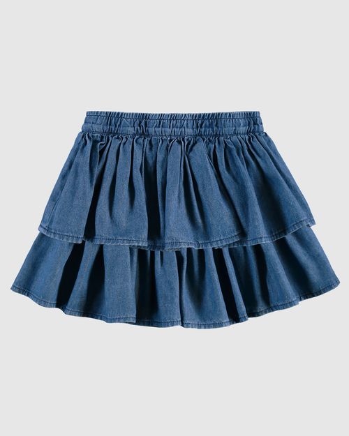 Saia Infantil Camadas Cintura Média Em Jeans Leve Malwee Kids