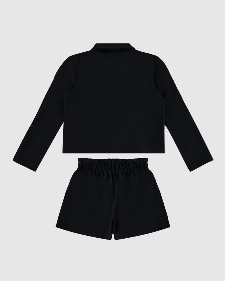 Conjunto Infantil Menina Camisa E Shorts Saia Em Moletom Stretch Malwee Kids