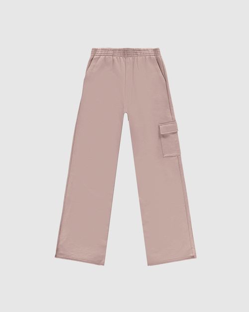 Calça Menina Wide Leg Cargo Em Moletom Flanelado Malwee Kids