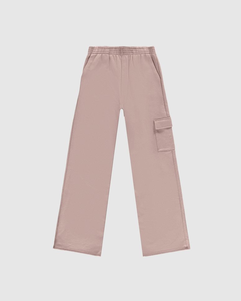 Calça Menina Wide Leg Cargo Em Moletom Flanelado Malwee Kids