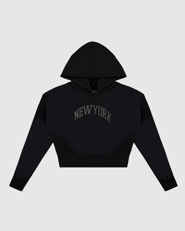 Blusão Menina Com Capuz New York Em Moletom Flanelado Malwee Kids