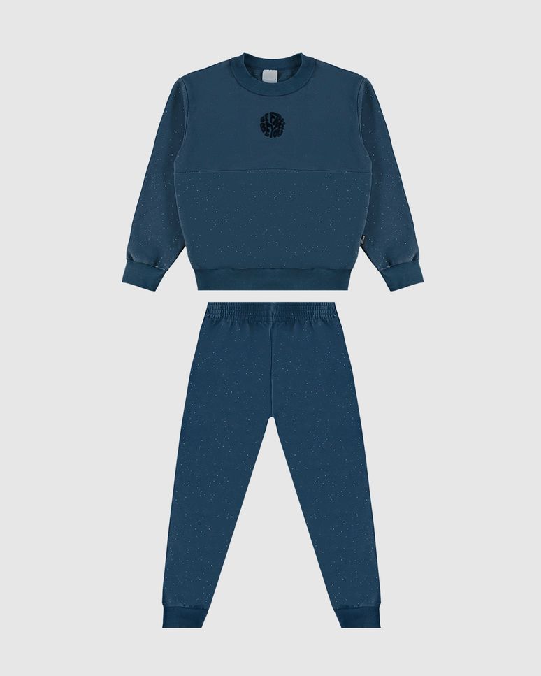 Conjunto Infantil Menino Blusão Estampa Aveludada Em Moletom Malwee Kids