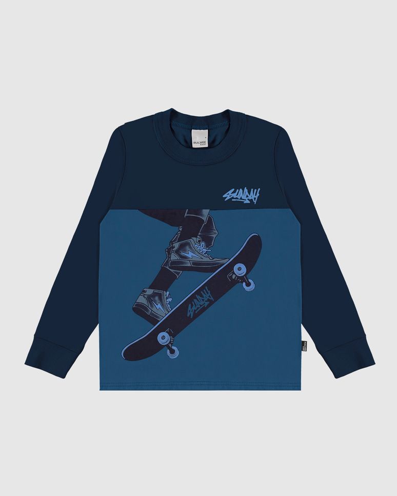 Camiseta Infantil Menino Manga Longa Estampa HD Em Algodão Malwee Kids