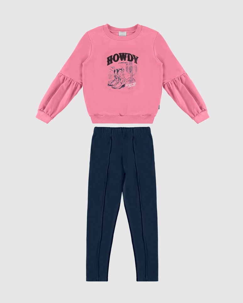 Conjunto Infantil Menina Howdy Cowgirl Em Moletom Flanelado Malwee Kids