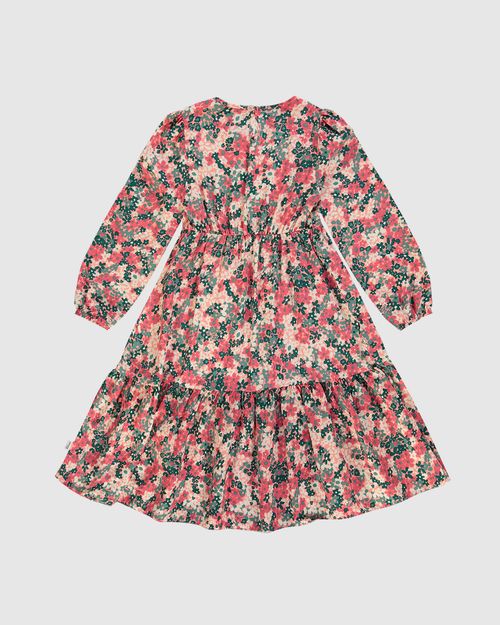Vestido Infantil Marias Manga Longa Floral Em Viscose Malwee Kids