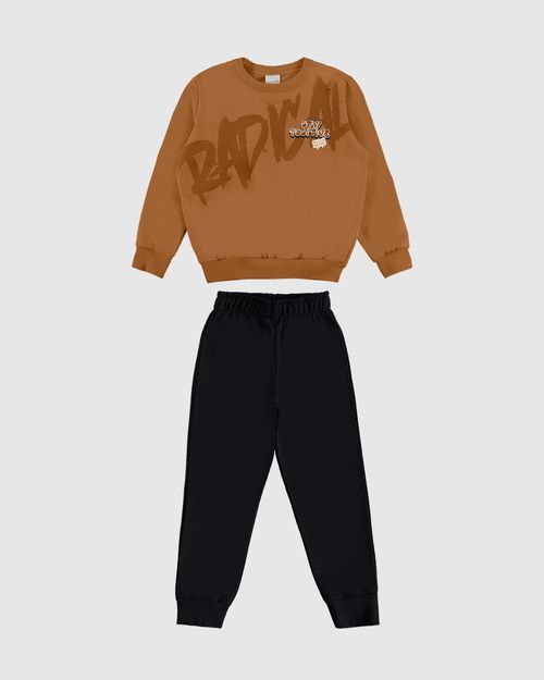 Conjunto Infantil Menino Blusão E Calça Em Moletom Flanelado Malwee Kids