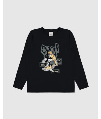 Camiseta Infantil Menino Manga Longa Good Day Em Algodão Malwee Kids