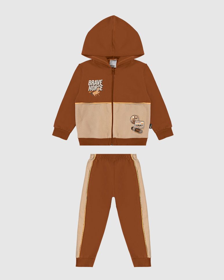 Conjunto Infantil Menino Jaqueta Brave Horse Moletom Flanelado Malwee Kids