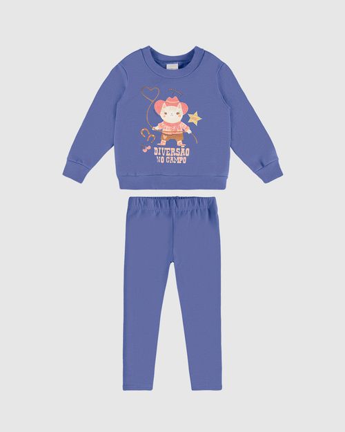 Conjunto Infantil Menina Blusão Diversão No Campo Em Moletom Malwee Kids