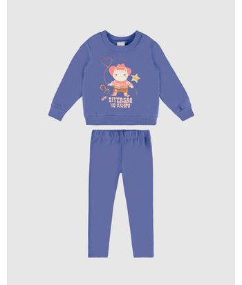 Conjunto Infantil Menina Blusão Diversão No Campo Em Moletom Malwee Kids
