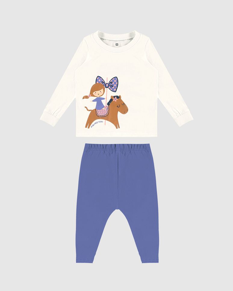 Conjunto Infantil Menina Calça Saruel Em Moletinho Malwee Kids