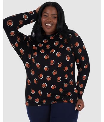 Blusa Feminina Plus Size Estampada Manga Longa Em Viscose Stretch