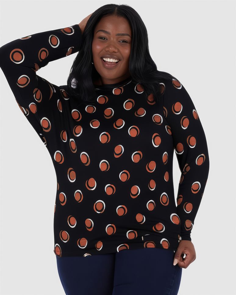 Blusa Feminina Plus Size Estampada Manga Longa Em Viscose Stretch