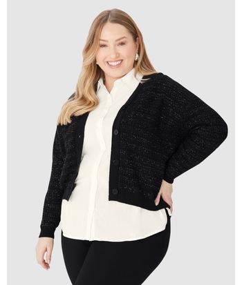 Cardigan Amplo Feminino Plus Size Em Tricô Lurex