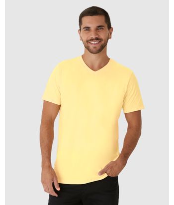 Camiseta Básica Masculina Gola V Em Algodão