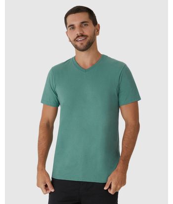 Camiseta Básica Masculina Gola V Em Algodão