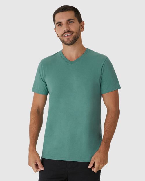 Camiseta Básica Masculina Gola V Em Algodão