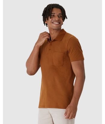 Camisa Polo Básica Masculina Gola Esporte E Bolso Piquet Stretch