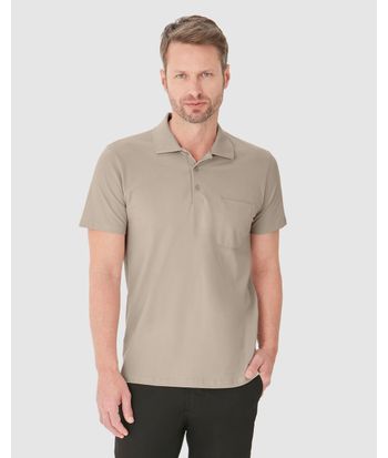 Camisa Polo Básica Masculina Gola Esporte E Bolso Piquet Stretch