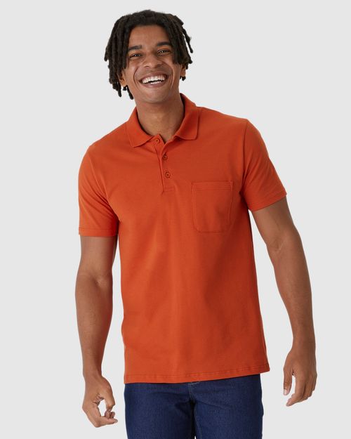 Camisa Polo Básica Masculina Gola Esporte E Bolso Piquet Stretch