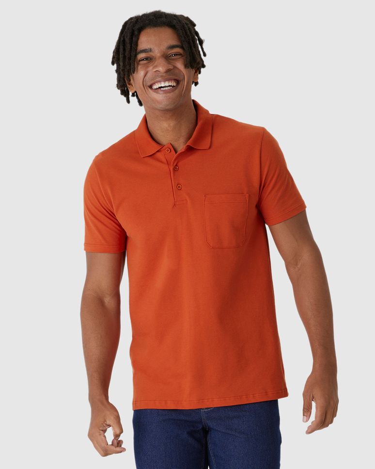 Camisa Polo Básica Masculina Gola Esporte E Bolso Piquet Stretch