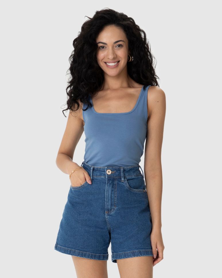 Regata Básica Feminina Alça Média Em Algodão