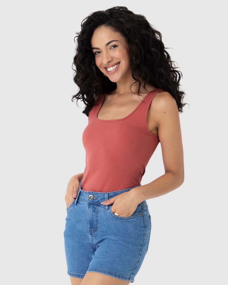 Regata Básica Feminina Alça Média Em Algodão