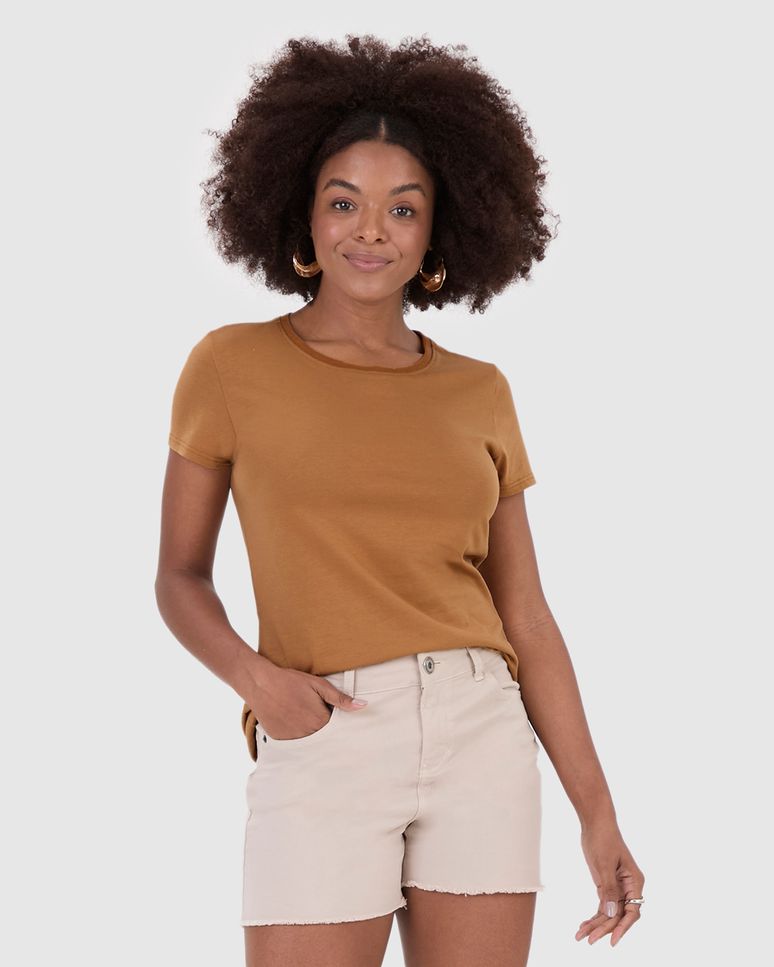 Blusa Básica Feminina Baby Look Em Algodão