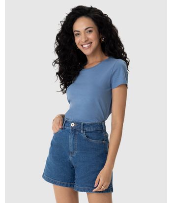 Blusa Básica Feminina Baby Look Em Algodão