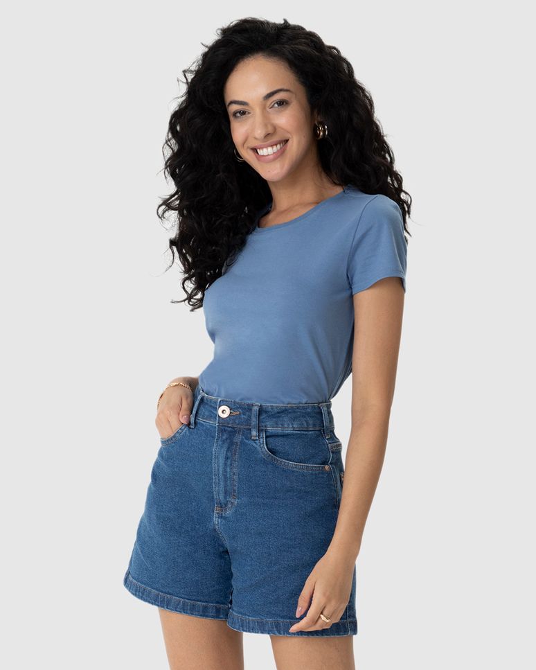 Blusa Básica Feminina Baby Look Em Algodão