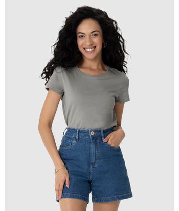 Blusa Básica Feminina Baby Look Em Algodão