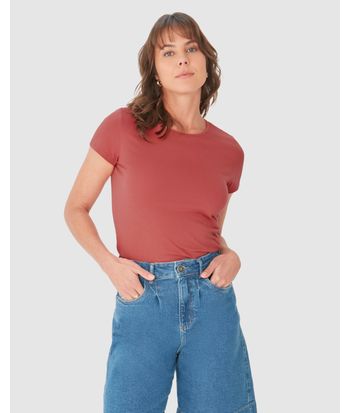 Blusa Básica Feminina Baby Look Em Algodão