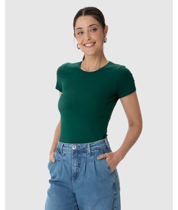 Blusa Básica Feminina Decote Redondo Em Algodão