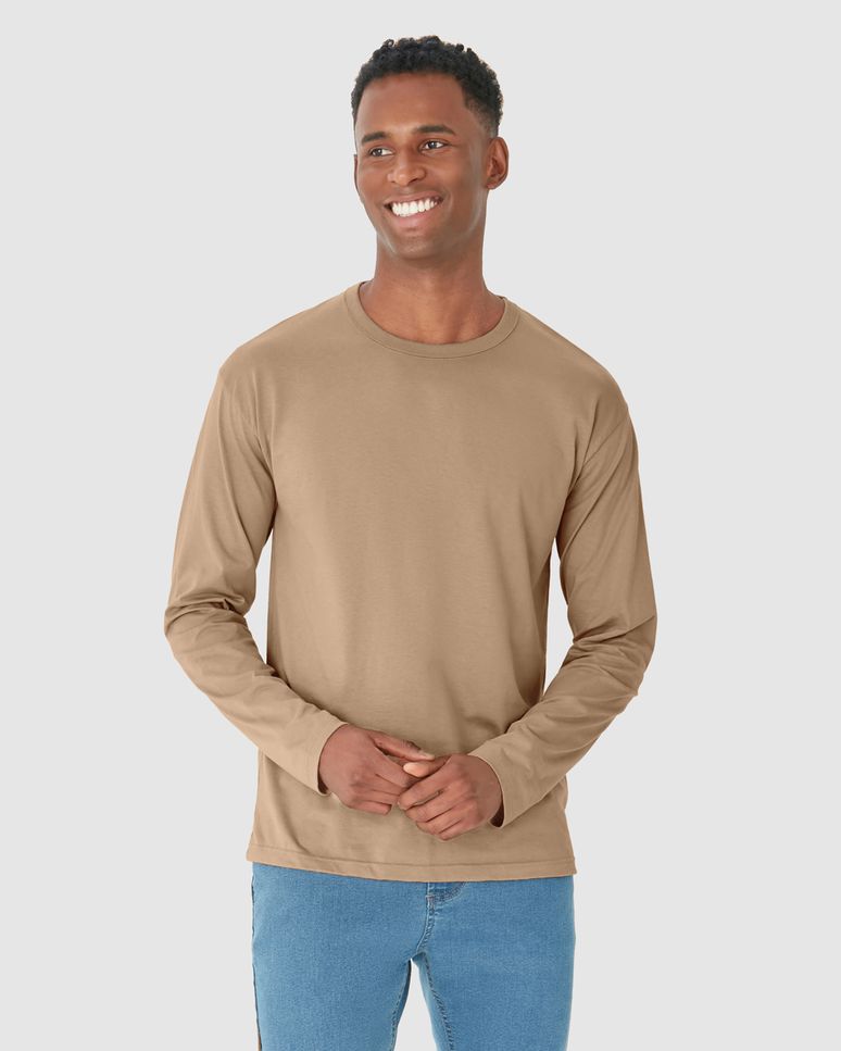 Camiseta Básica Masculina Manga Longa Em Algodão