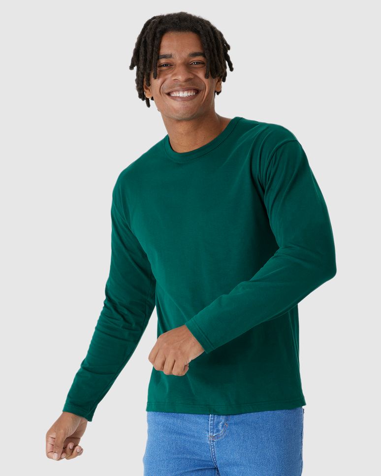 Camiseta Básica Masculina Manga Longa Em Algodão