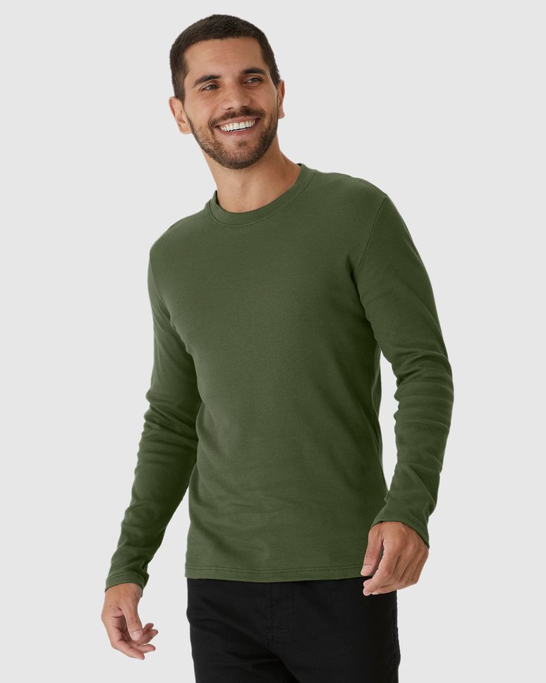 Camiseta Básica Masculina Manga Longa Em Ribana