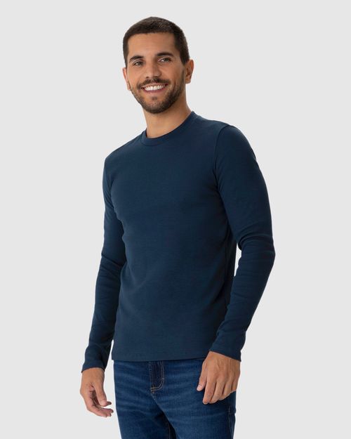Camiseta Básica Masculina Manga Longa Em Ribana