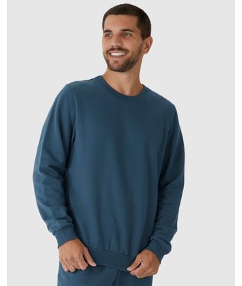 Blusão Básico Masculino Decote Redondo Em Moletom Flanelado