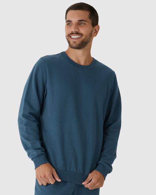 Blusão Básico Masculino Decote Redondo Em Moletom Flanelado