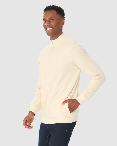 Jaqueta Básica Masculina Gola Alta Em Moletom Flanelado