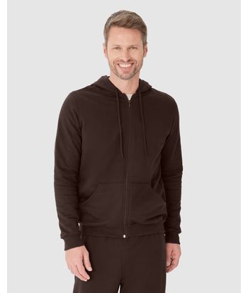 Jaqueta Básica Masculina Com Capuz Em Moletom Flanelado