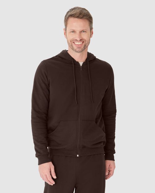 Jaqueta Básica Masculina Com Capuz Em Moletom Flanelado