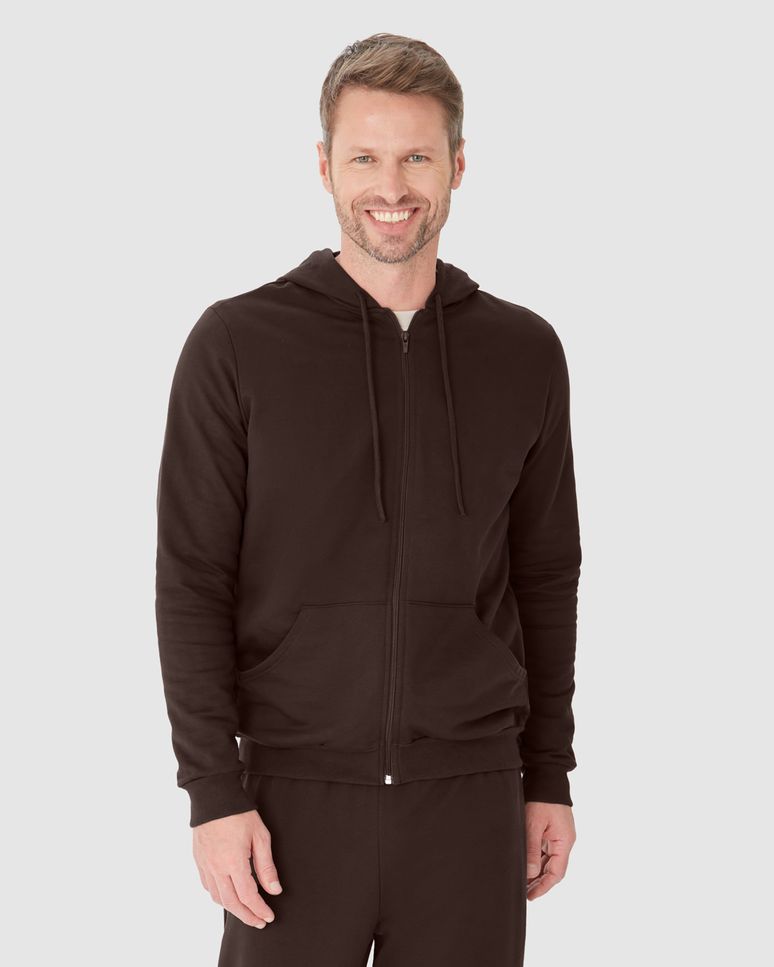Jaqueta Básica Masculina Com Capuz Em Moletom Flanelado