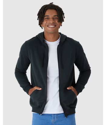 Jaqueta Básica Masculina Com Capuz Em Moletom Flanelado